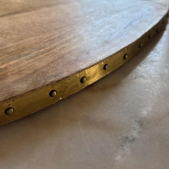 Natural Wood Cheese Board With Golden Edge Gold Accents - Picture 11 of 14